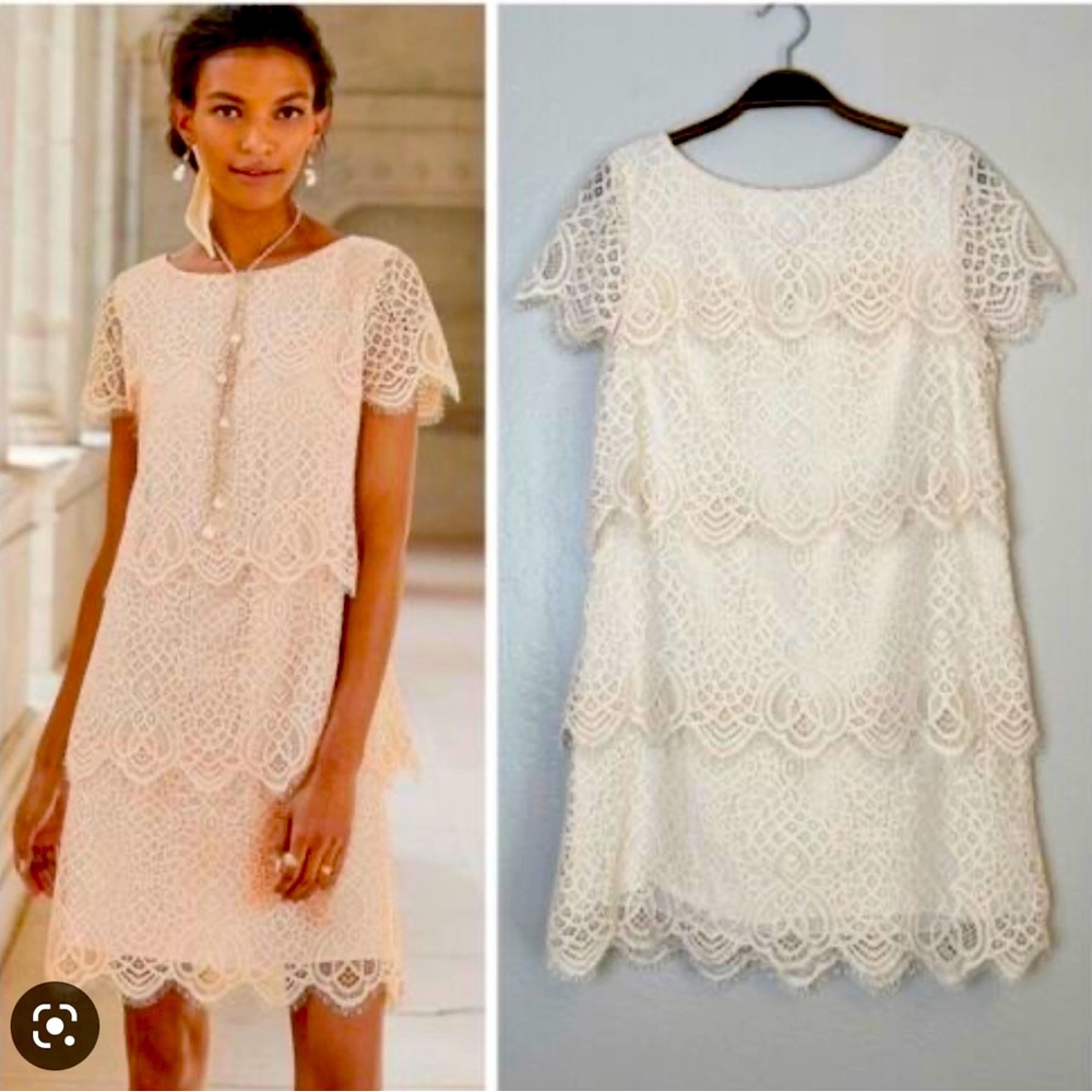 Sundance Tiered Lace Mini Dress Blush Pink sz XS Petite